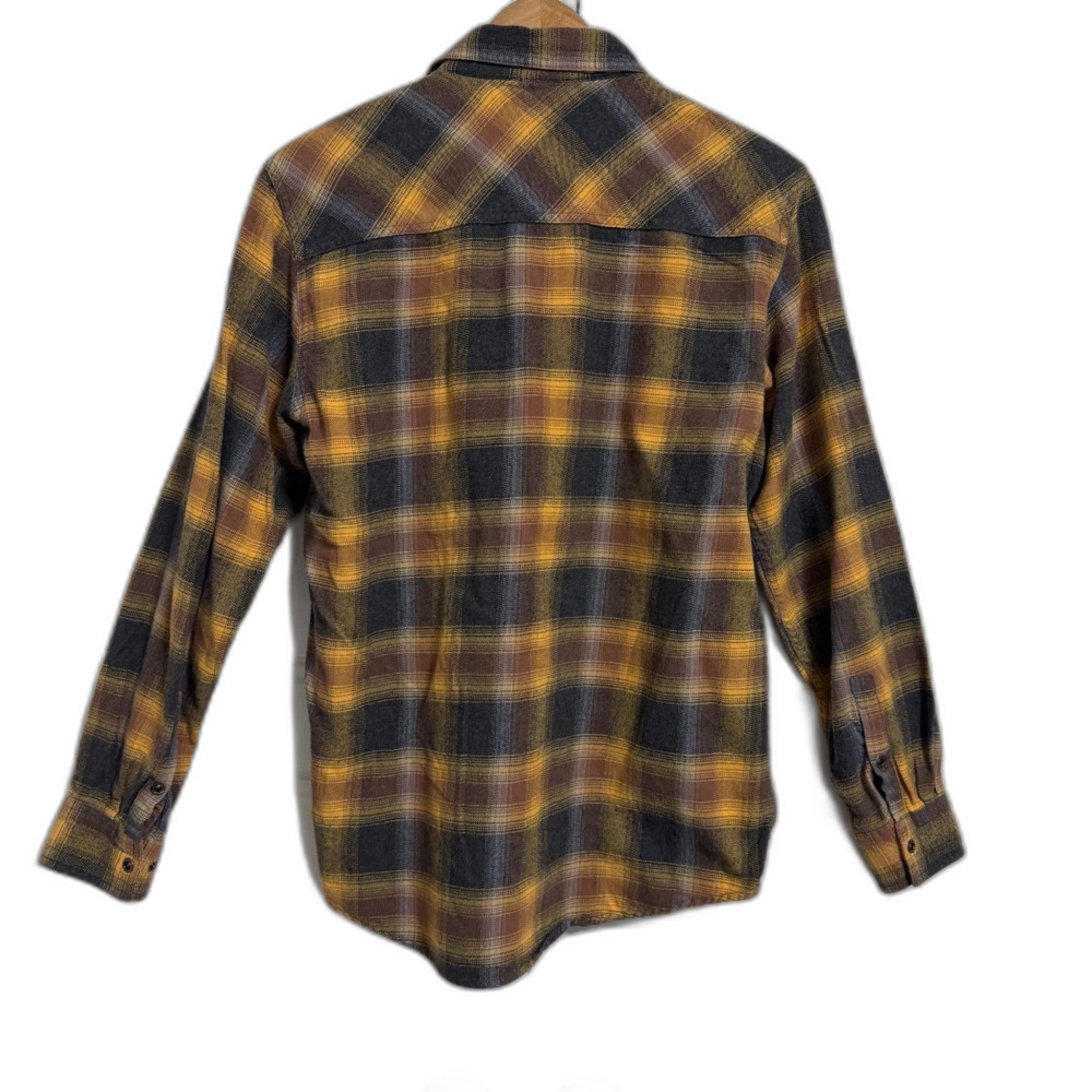 Dakota Grizzly Flannel Shirt Mens M Yellow‎ Brown Plaid Button Up Heavyweight - Picture 8 of 10